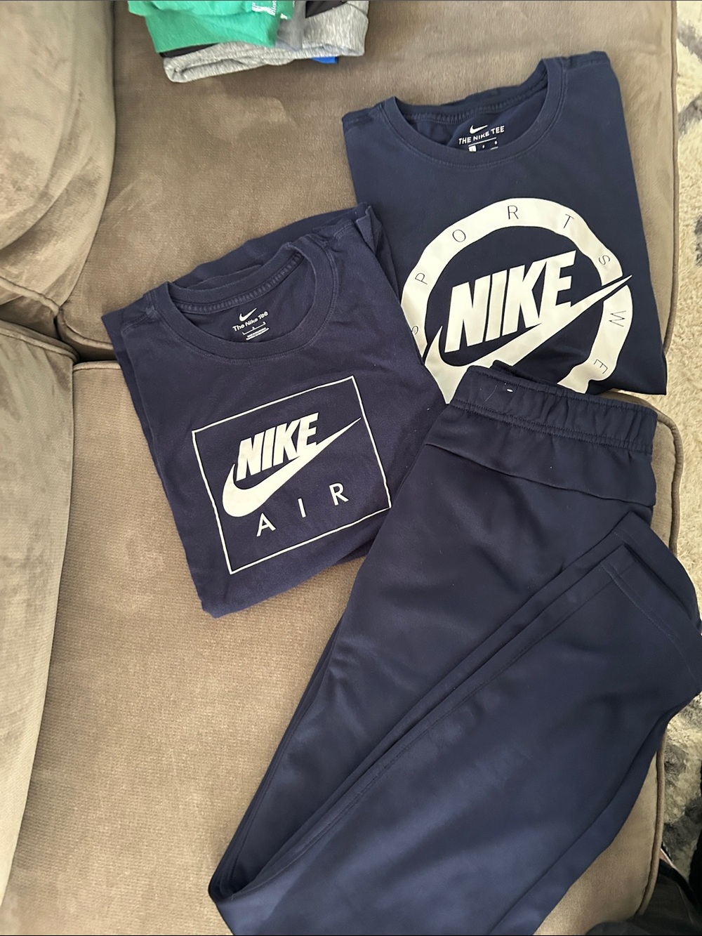 Nike Navy and White Logo Tee & Joggers Set